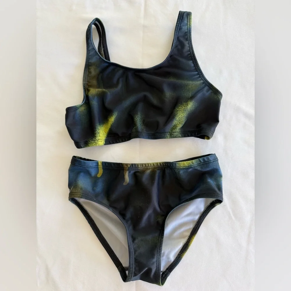 MARQUES ALMEIDA Kids Black, Blue & Neon Yellow Swim Bikini Set - 5T